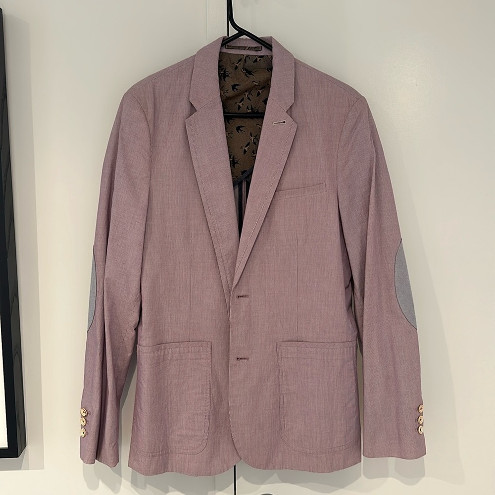 Ted Baker London Cotton Pink / Stripe with Grey Elbow Pads -  Sportcoat